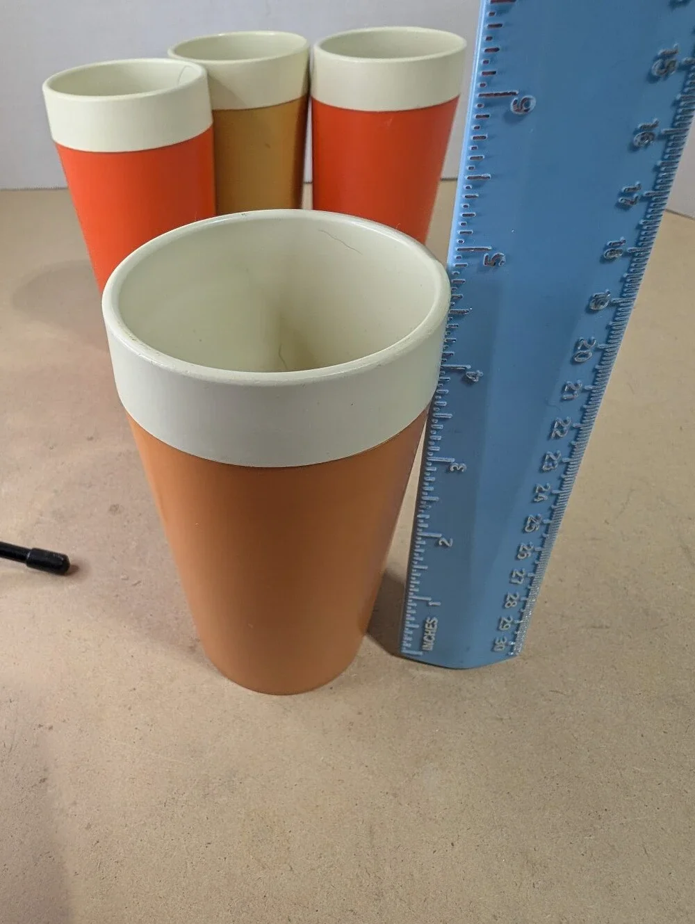 Vintage Retro Tumblers Lot Of 5 GITS Ware Orange 5 Inch